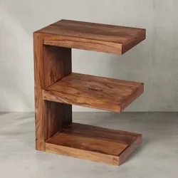 KADIMA DESIGN Beistelltisch "E" Cube NAKO: Akazienholz, E-Konstruktion, 45x30 cm, 60 cm Höhe, handgefertigt.