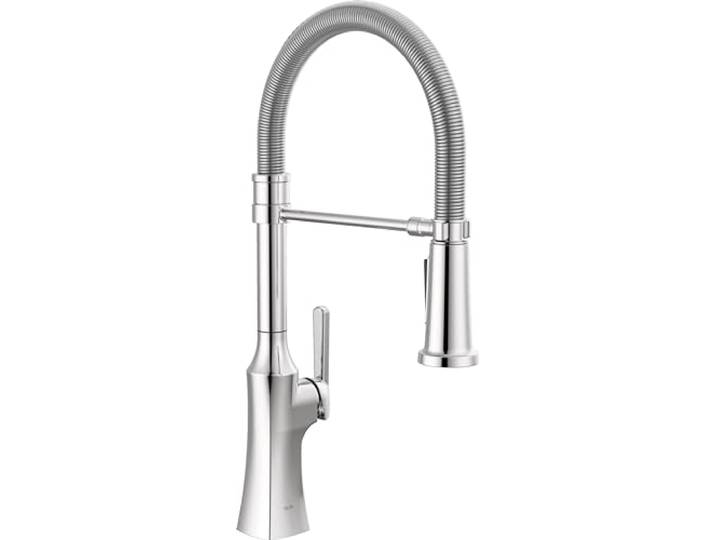 Delta Faucet Ermelo Pro Commercial Style Küchenarmatur, Küchenarmaturen mit herausziehbarem Sprühgerät, Chrom, Küchenspüle, Wasserhahn für Küchenspüle mit Magnetdock, Chrom 18887-DST