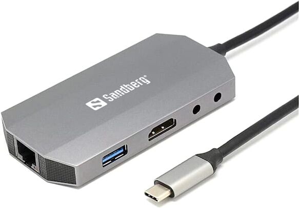 Sandberg USB-C 6-in1 Travel Dock, Alu