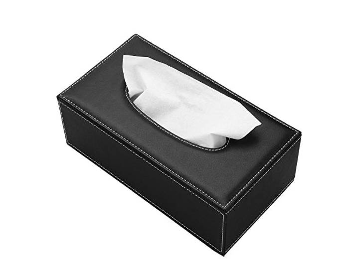 KINGFOM™ Rechthoekige leren cosmeticadoekjesbox voor thuis/kantoor/auto (zwart)