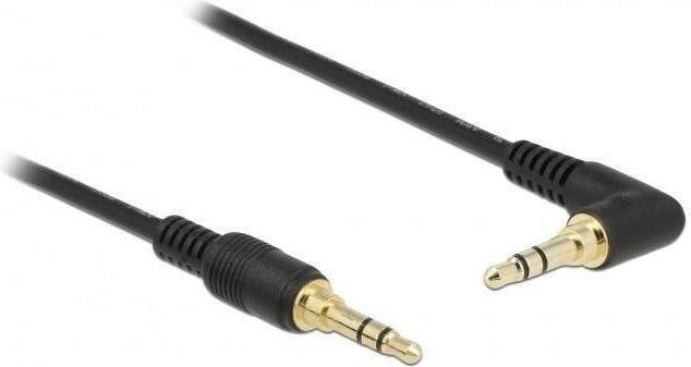 Delock audiokabel 3,5 mm 3-polige stekker naar gebogen stekker, 2 meter, zwart