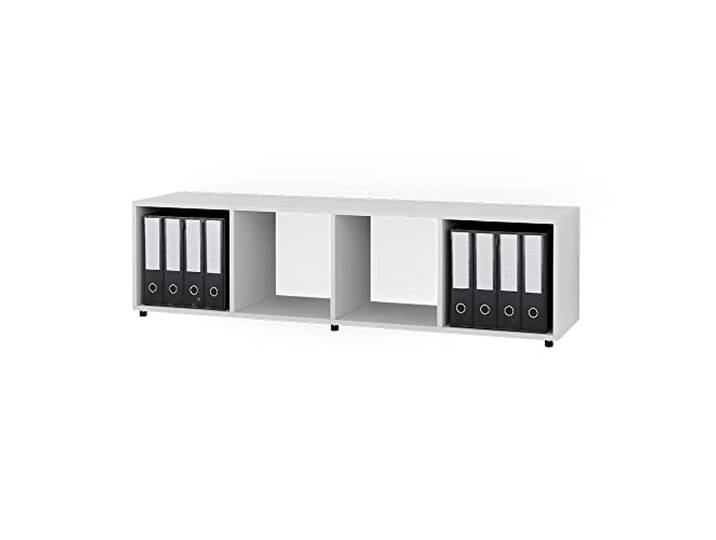 Vicco Raumteiler Ludus , Weiß 142.5 x 36.2 cm mit 2 Faltboxen opt.3, zur Aufbewahrung von Boxen und Gegenständen geeignet