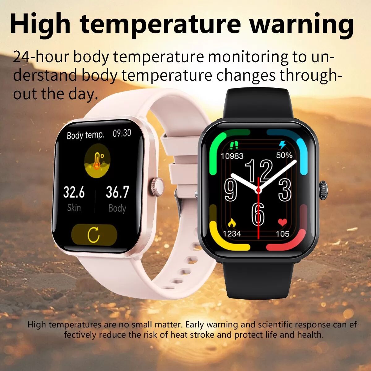 INF Smartwatch kompatibel mit Joeme Fit — IP67 Wasserdichte Fitnessuhr mit SpO2, Herzfrequenz, Blutdruck, Temperatur, SOS & 108 Schwarz