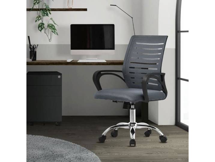 ML-Design Chaise de Bureau Ergonomique Gris Hauteur Réglable Fauteuil Fonction Bascule Pivotante à 360° Chaise d'Ordinateur Gaming