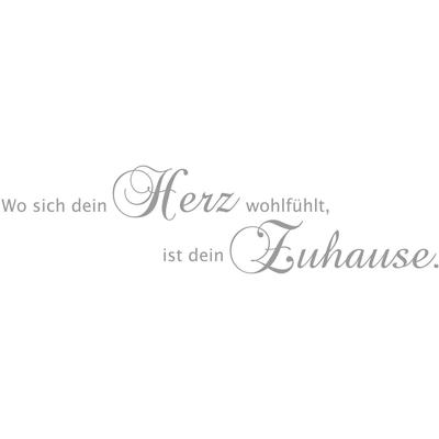 Wandspruch OTTO HOME "Wo sich dein Herz wohlfühlt, ist dein Zuhause", grau, B:120cm H:30cm T:0,1cm, Vinyl, Wandtattoos, Wandaufkleber, selbstklebend, rückstandslos abziehbar, Sticker, Spruch
