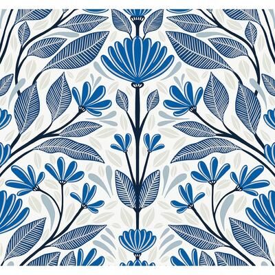 Seabrook Designs Carmela Folk Floral Unpasted Wallpaper