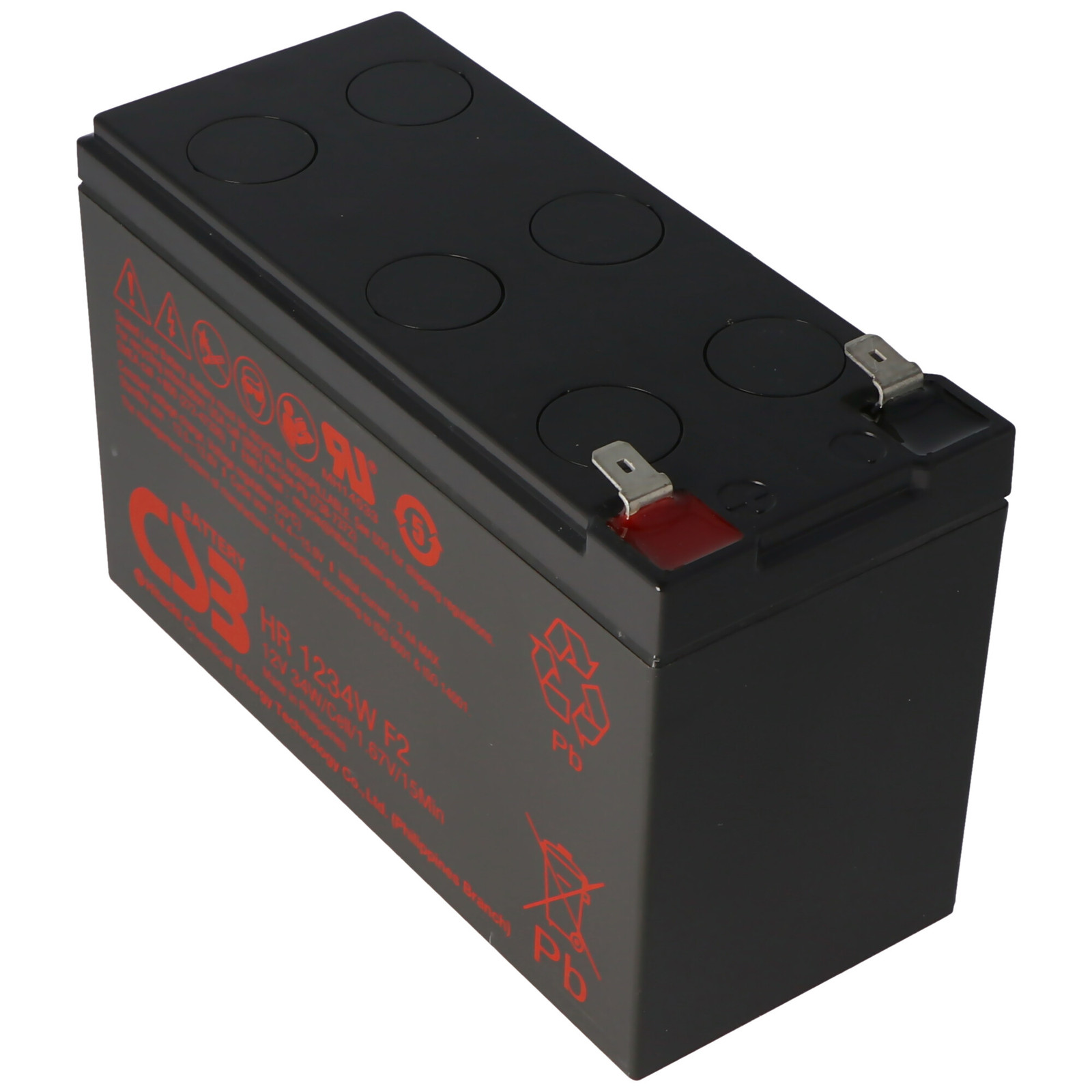 CSB CSB-HR1234WF2 12V AGM loodaccu 2,8Ah - 34Wh met Faston 6,3mm aansluiting, B/D/H: 15,1 x 6,5 x 10 cm