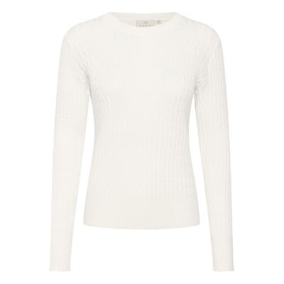 Strickpullover KAFFE "Strickpullover KAsilla", Damen, Gr. L, weiß (chalk), Obermaterial: 80% Viskose CV. 20% Nylon NY., Pullover Strickpullover