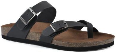 Women's Gracie Footbed Sandal by White Mountain in Black Leather (Size 7 M)
