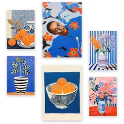 POSTER Set Mit 6 Optimistische Orange In Vielseitiger Stil A3 & A4 Rahmenlos