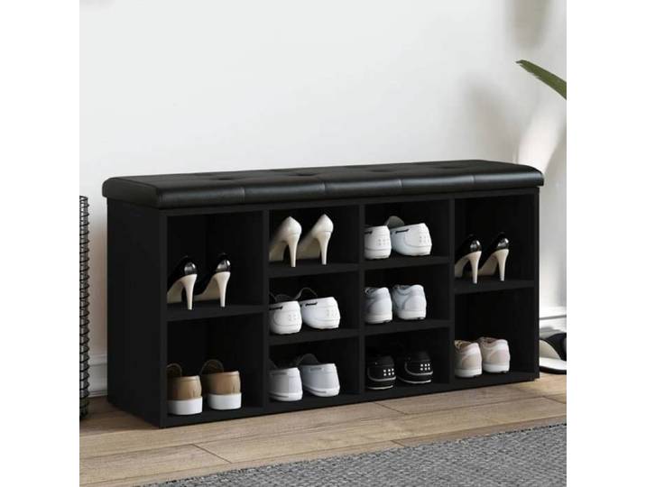 Noir Banc à chaussures noir 102x32x50 cm bois d'ingénierie - Meuble Banc @49290