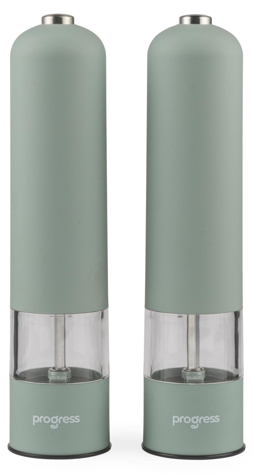 Progress Packaging elektrische set van 2 peper- en zoutmolens Progress Neutrals, salie