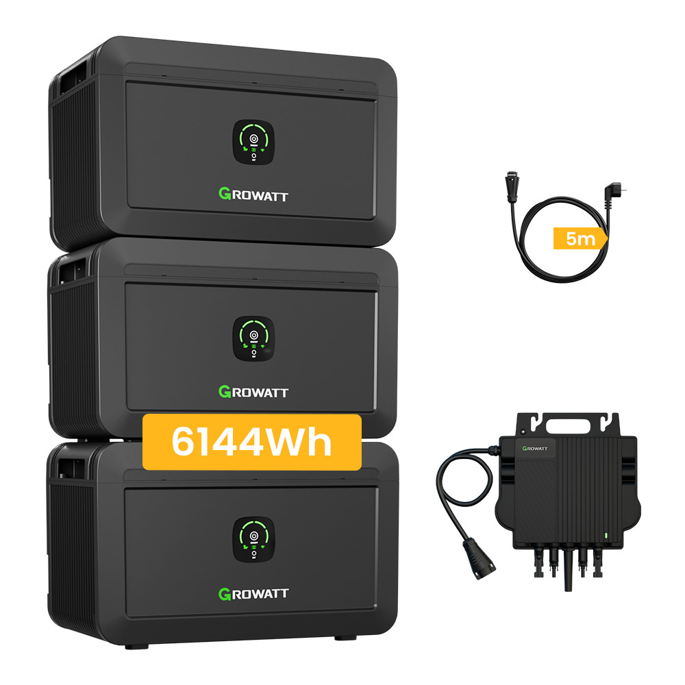 Balkonkraftwerk Speicher 6144Wh Growatt NOAH 2000 x3 mit Growatt NEO-800M-X 800W Mikrowechselrichter, 1800W PV-Eingangsleistung für Balkonkraftwerk