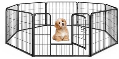Costway 8 Panel 24 Inch Height Pet Fence Indoor Outdoor-24 inch