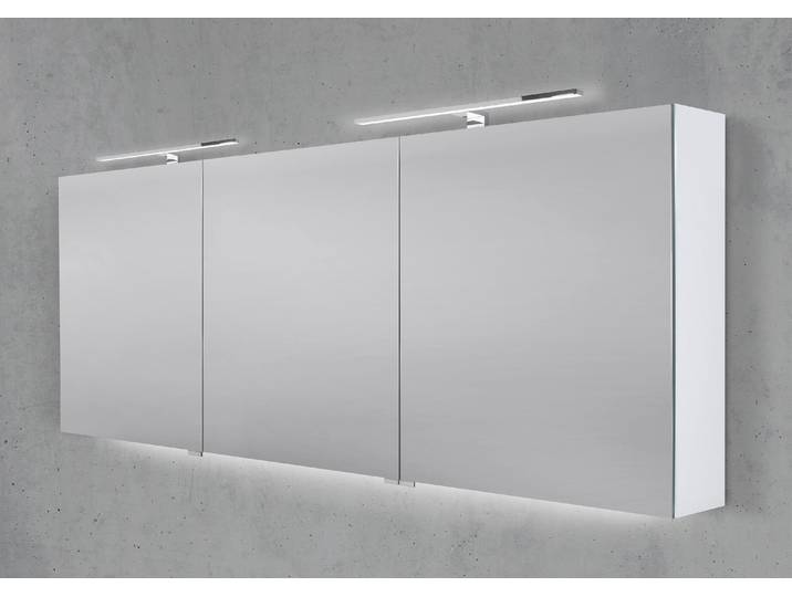 Spiegelschrank 180 cm mit 2x LED Chrom Beleuchtung Doppelspiegeltüren