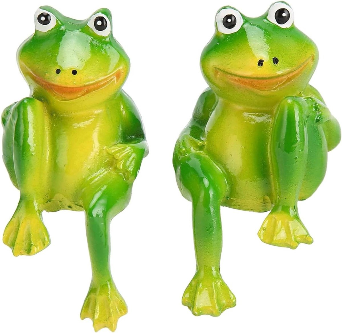 Set van 2 groene kikker beeldjes van hars voor abstracte bureau decoratie