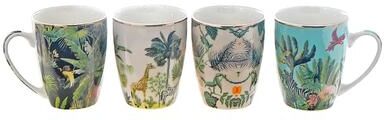 IH Casa Decor Ceramic Mugs Assorted Tropical - Set of 4