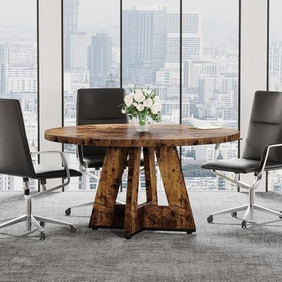 YUZHOU 47-Inch Round Conference/Computer Table, Meeting Desk for Seminar Rooms