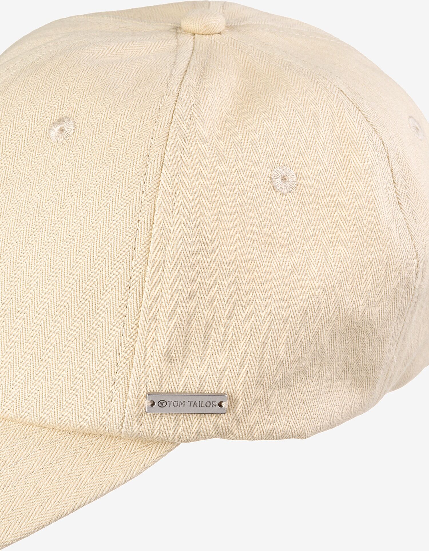 Baseball Cap TOM TAILOR, beige, Canvas, Baumwolle, unifarben, Caps Baseball Cap, mit dezenter Fischgrätenstruktur