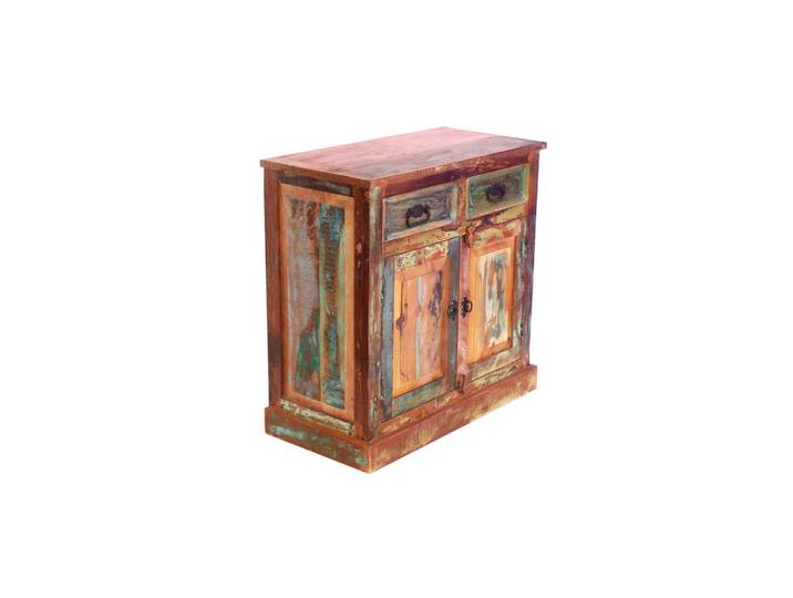 Mid.you Kommode, Mehrfarbig, Holz, Altholz, massiv, 1 Fächer, 2 Schublade(n) Schubladen, 80x40x80 cm, Holzmöbel, Kleinmöbel Holz, Holzkommoden