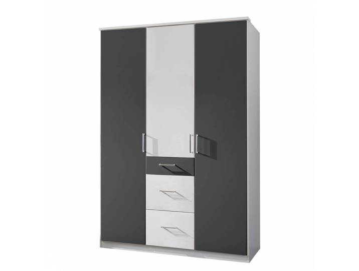 Drehtürenschrank Julan II 135 x 199 x 58cm Grau/Weiß/Weiß/Anthrazit ohne Spiegeltür/-en