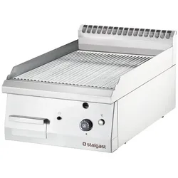 Stalgast verchromte Gas-Griddleplatte als Tischgerät, 400x700 mm, gerillte Grillfläche, Serie 700 ND