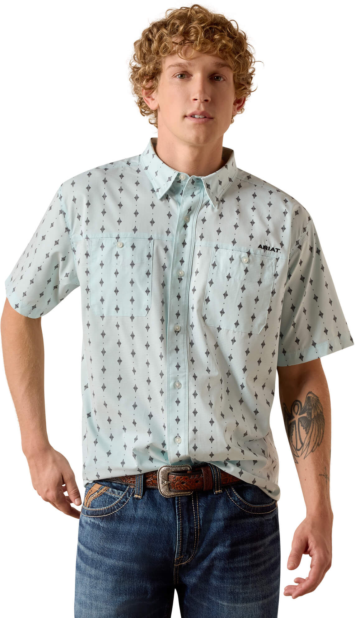 Men's Printed 360 Airflow Classic Fit Shirt in Blue Glow, Size: 2XL by Ariat