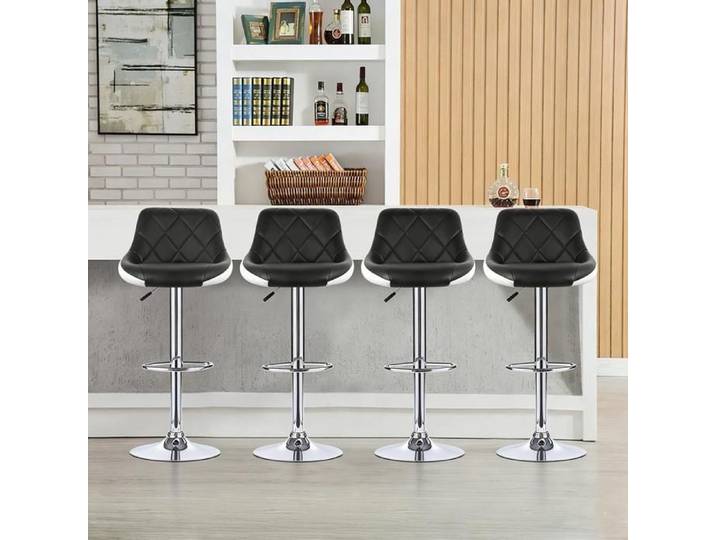SUPFINE Lot de 4 Tabourets de Bar Tabourets de Comptoir Réglables en Hauteur Surface en PU Chaise de Bar pour Maison Bureau Bar