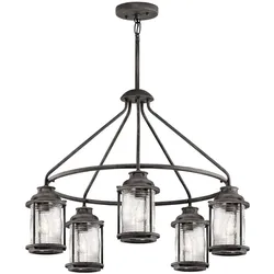 Elstead Lighting, Kronleuchter, Ashland Bay Aussen-Kronleuchter E27 5-fach Verwittertes Zink IP44 (66.30 cm)
