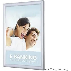 Showdown Displays LED-Leuchtrahmen einseitig A2 silber silber, 46.2x63.6x2.7 cm