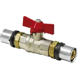 Pressfitting Kugelhahn, mit roten Flügelgriff (Ausführung: 16 mm)