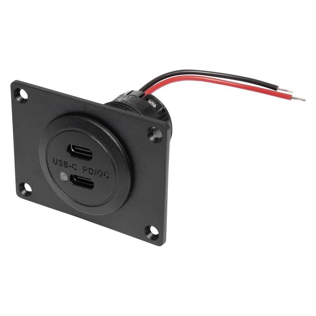 ProCar Power USB-C Doppelsteckdose PD/QC mit LED + Montageplatte Belastbarkeit S (67372000)