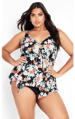 Plus Size Women's Sharkbite Print Tankini Top by Avenue in La Palma Floral (Size 20)