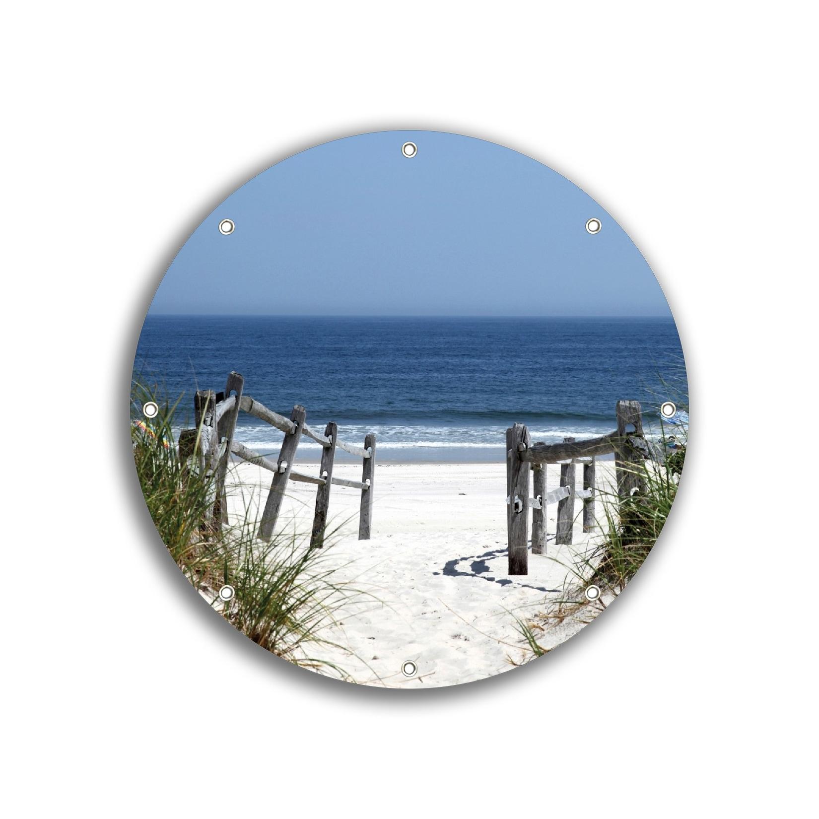 Wallario Gartenposter ca. 180 x 180cm, 2-teilig Blick auf Strand