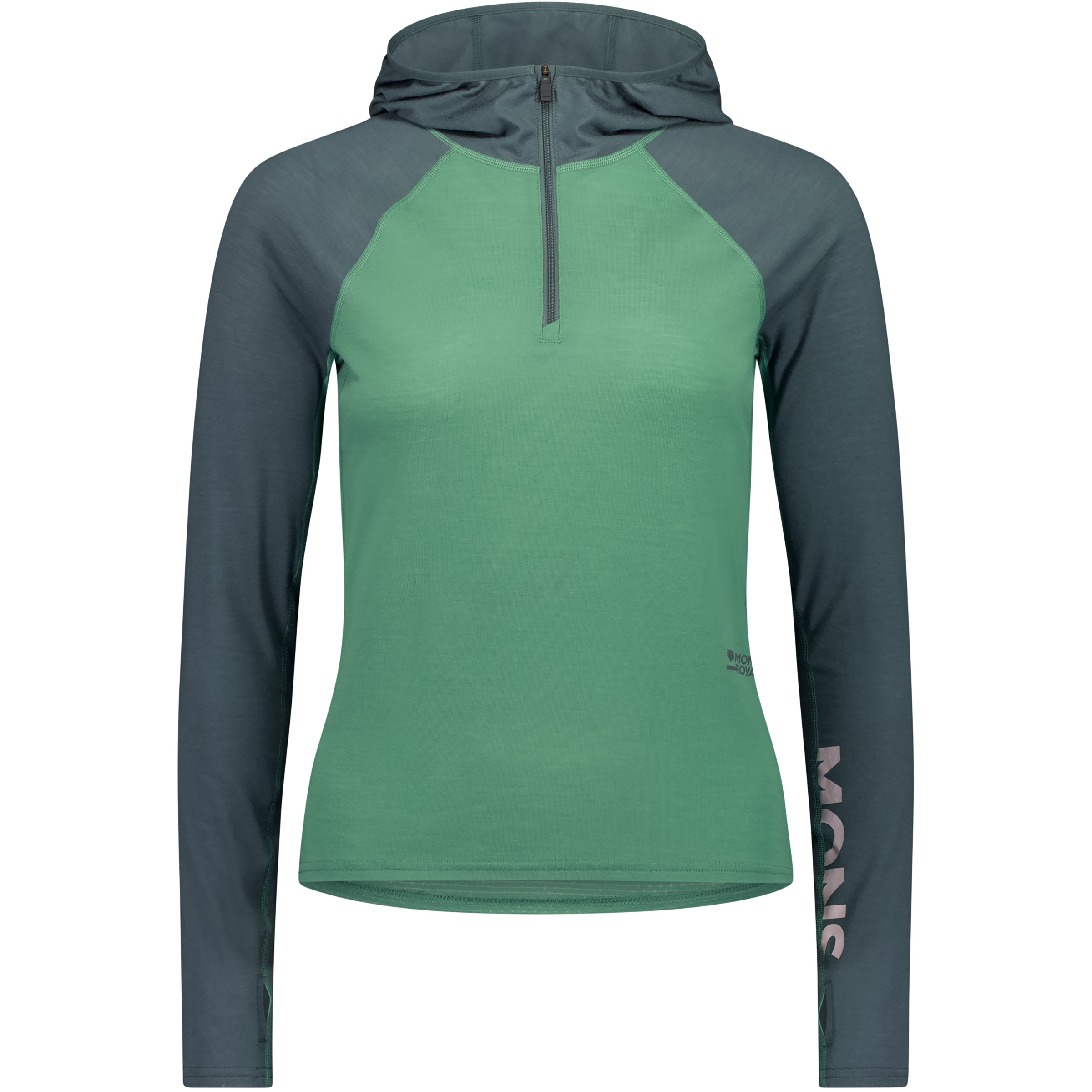Mons Royale Bella Merino Damen Hoodies gruen Größe XS Schnell trocknend Merinowolle