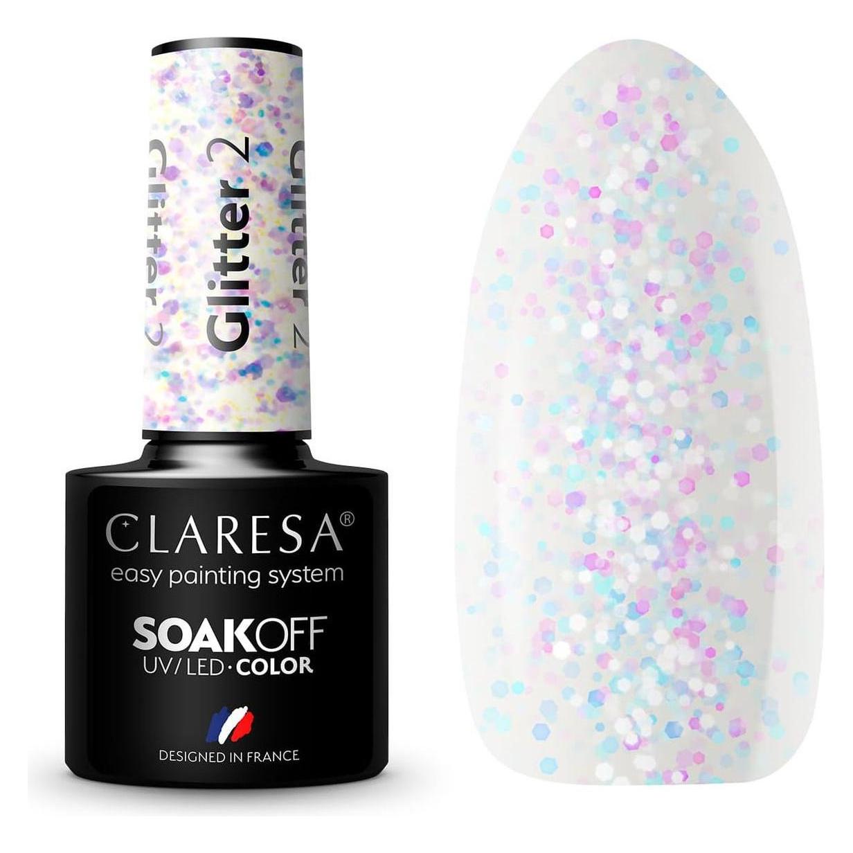 Claresa Soak Off Uv/Led Glitter Gel English 2 5G (2, Gel-Effekt Nagellack, UV-Gel Lack) (5902846079422)