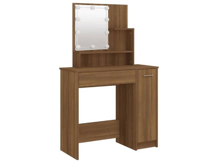 Coiffeuse - CUQUE - 84399 - Chêne marron - Bois d'ingénierie - LED avec USB