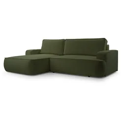ECKSOFA SOLO Grün Boucle-Stoff mit Schlaffunktion