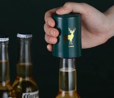 Inspire Select Magnetic Push Down Beer Bottle Opener Stainless Steel Automatic Cap Remover Tool deer