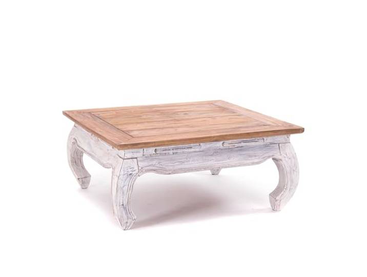 DESIGN DELIGHTS OPIUMTISCH East 80 80x80x36 cm (BxTxH), Mahagoni massiv Beistelltisch aus Massivholz, Couchtisch Farbe: 05 weiß-Natur
