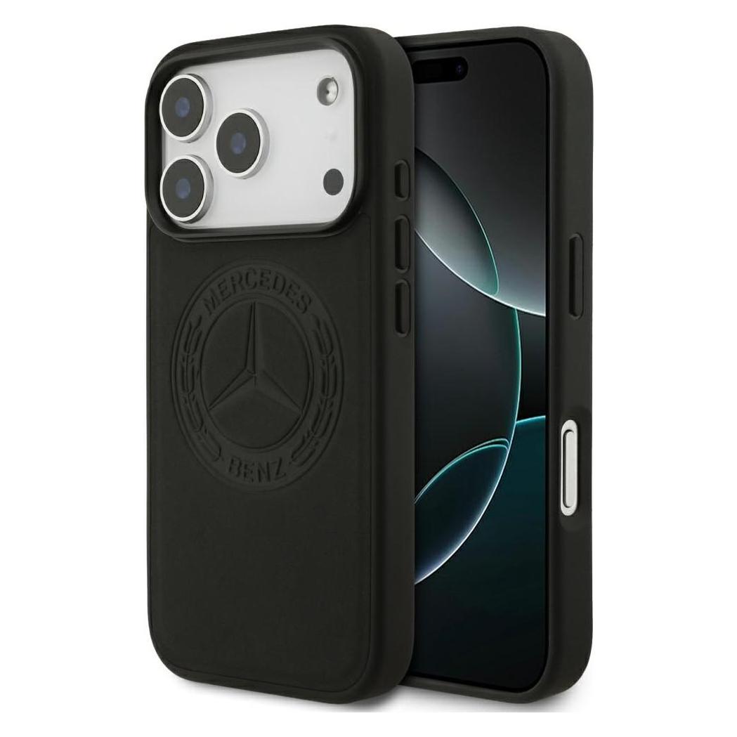 Mercedes Leather Vintage Logo MagSafe Case for iPhone 17 Pro Black (Apple iPhone 17 Pro) (MEHMP17L25RICVLK)
