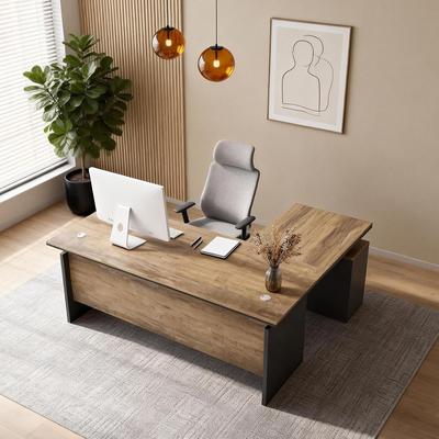 WESOME "62.99"" L Shaped Computer Home Office Desk Integrated Cable Management 3 Drawers"