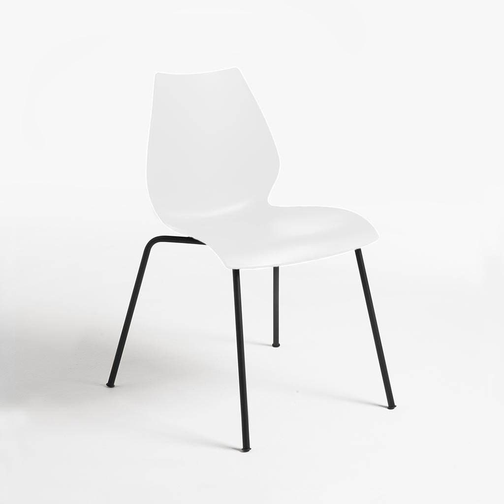 Kartell Maui Stuhl, Beine schwarz lackiert (zinkweiß) zinkweiß N28702M