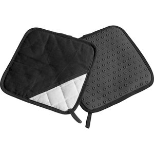 Lurch Topflappen 70091, Baumwolle und Silikon, schwarz grau, 20 x 20 cm, rutschfest