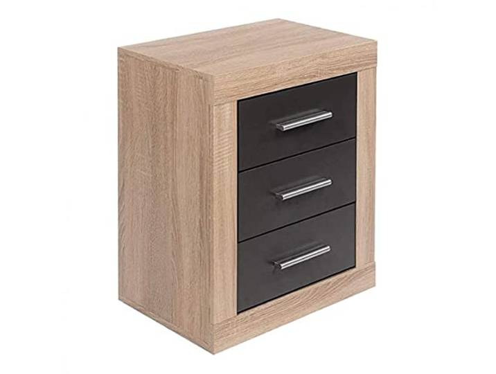 LIQUIDATOR Nachttisch Modell Lara, 3 Schubladen, Farbe: Cambrian Graphit (Schwarz), Schlafzimmer-Nachttisch, Maße: 60 cm (Höhe) x 50 cm (Breite) x 34,6 cm (Tiefe).