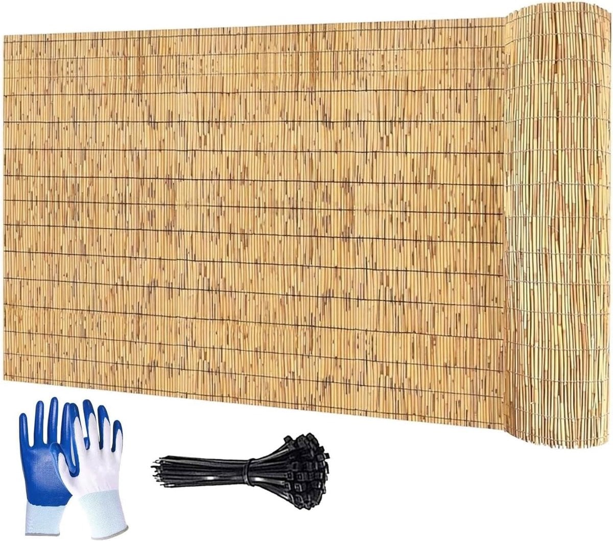 Natuurlijke Rietrol Balkonscherm voor Privacy, Weerbestendig Geweven, 180 x 100 cm
