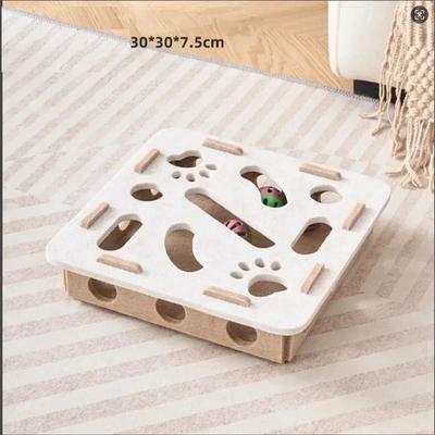Uplifted Finds Vertical Sisal Scratching Post With Interactive Toy square White