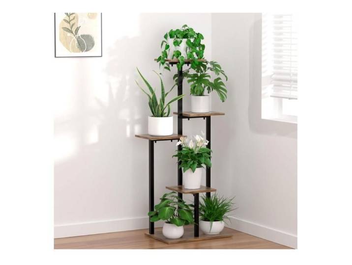 5 Étages Support Plantes Intérieur Porte Plante Métal Étagère Plante Peu Encombrante Pour Plusieurs Plantes Étagère (5 Etagen)