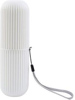 PRiME Portable Travel Toothbrush Case And Toothpaste Holder white