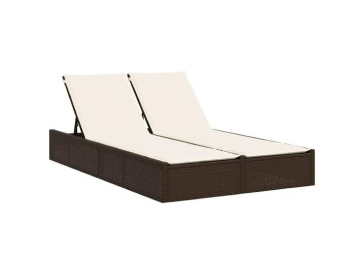 MNCVXAXG Doppelliege braun aus Polyrattan mit Kissen PE-Rattan, pulverbeschichteter Stahl, Rückenlehne 3-fach verstellbar, Kissen abnehmbar, UV-beständig, 110